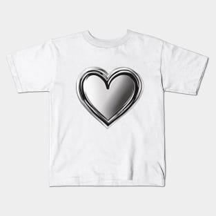 Sleek Chrome Heart on Black Background No. 706 Kids T-Shirt